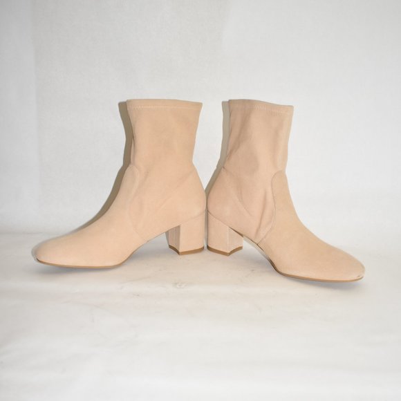 $650 Stuart Weitzman Siggy 60 Suede Bootie BEIGE SOCK BLOCK STRETCH 7.5 (PA4) - Picture 4 of 9